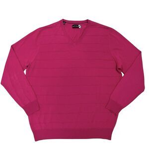 Saks Fifth Avenue Silk Cashmere Sweater V-Neck Long Sleeve Pink Magenta Men’s XL